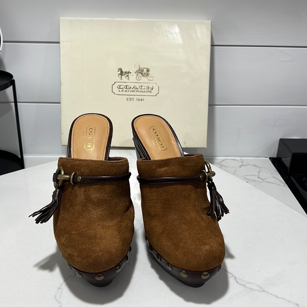 Coach brown suede heels